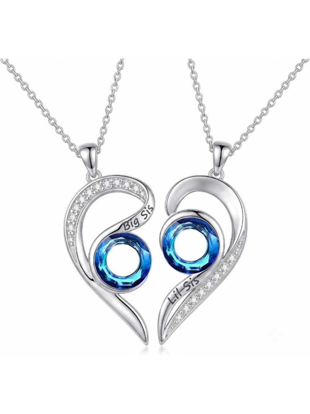 Matching Blue Crystal Necklace Set for 2 - Perfect Mother Daughter Sister Gift